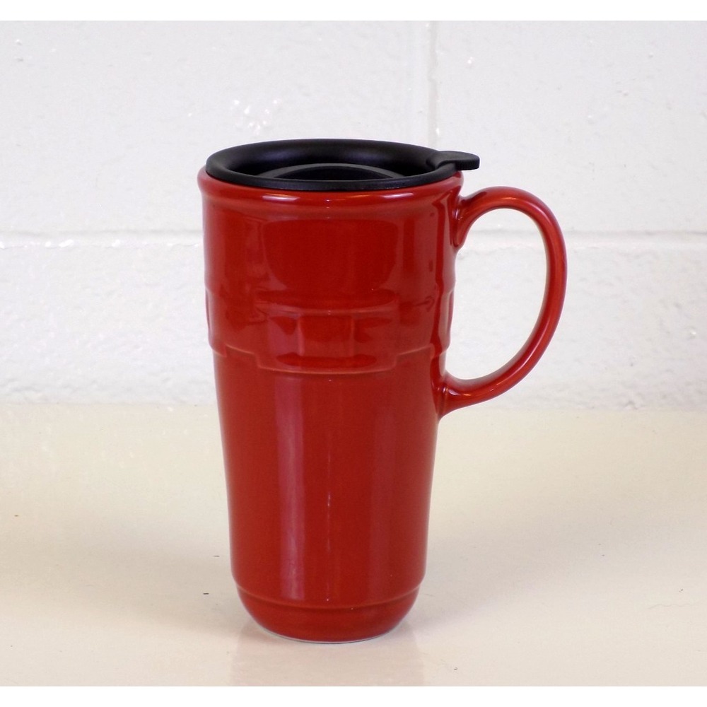 Tall Travel Mug w/ Lid Tomato Red Longaberger Pottery